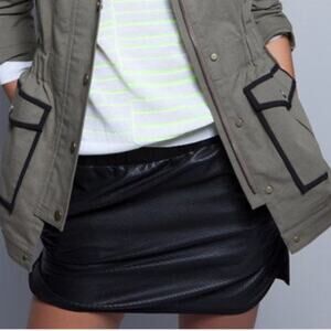 Thakoon Addition Black Lambskin Leather Perforated Silk Lined Mini Skirt